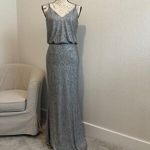 Calvin Klein Metallic Silver Maxi Dress